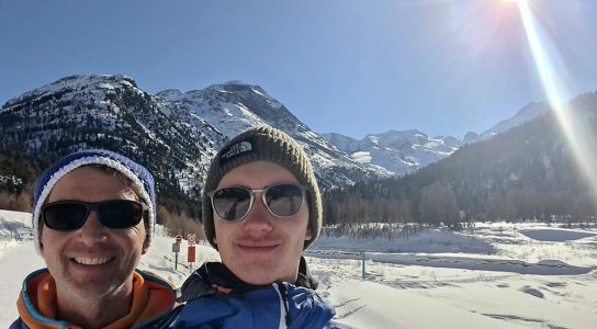 Blick vom Campingplatz Morteratsch auf den Festsaal der Alpen